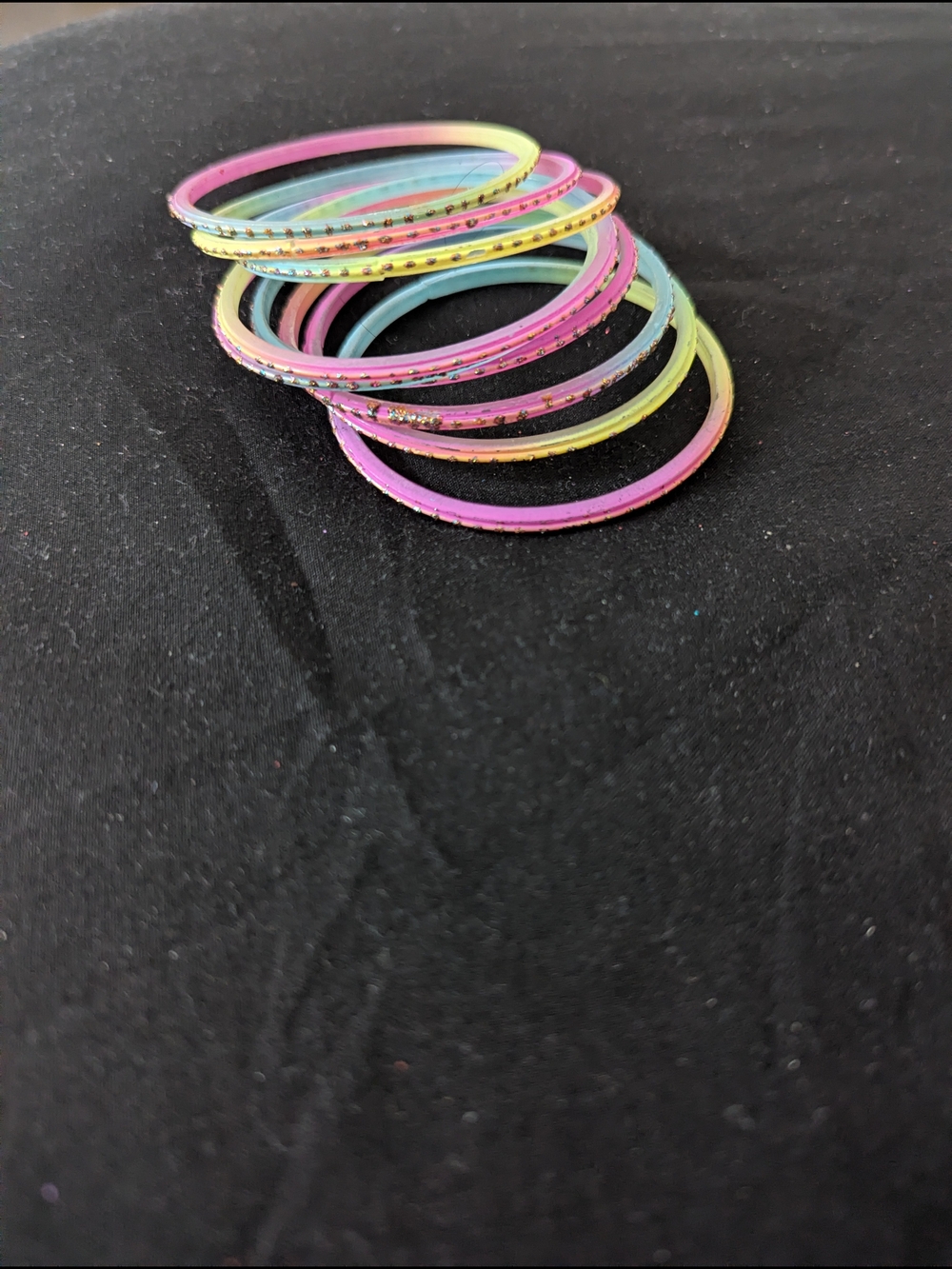 Multicolor Glitter Bangle Set - Pastel Pink, Yellow, Blue